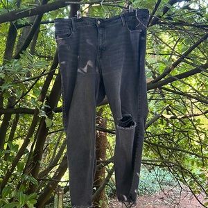 Plus-size distressed gray high-waisted skinny jeans